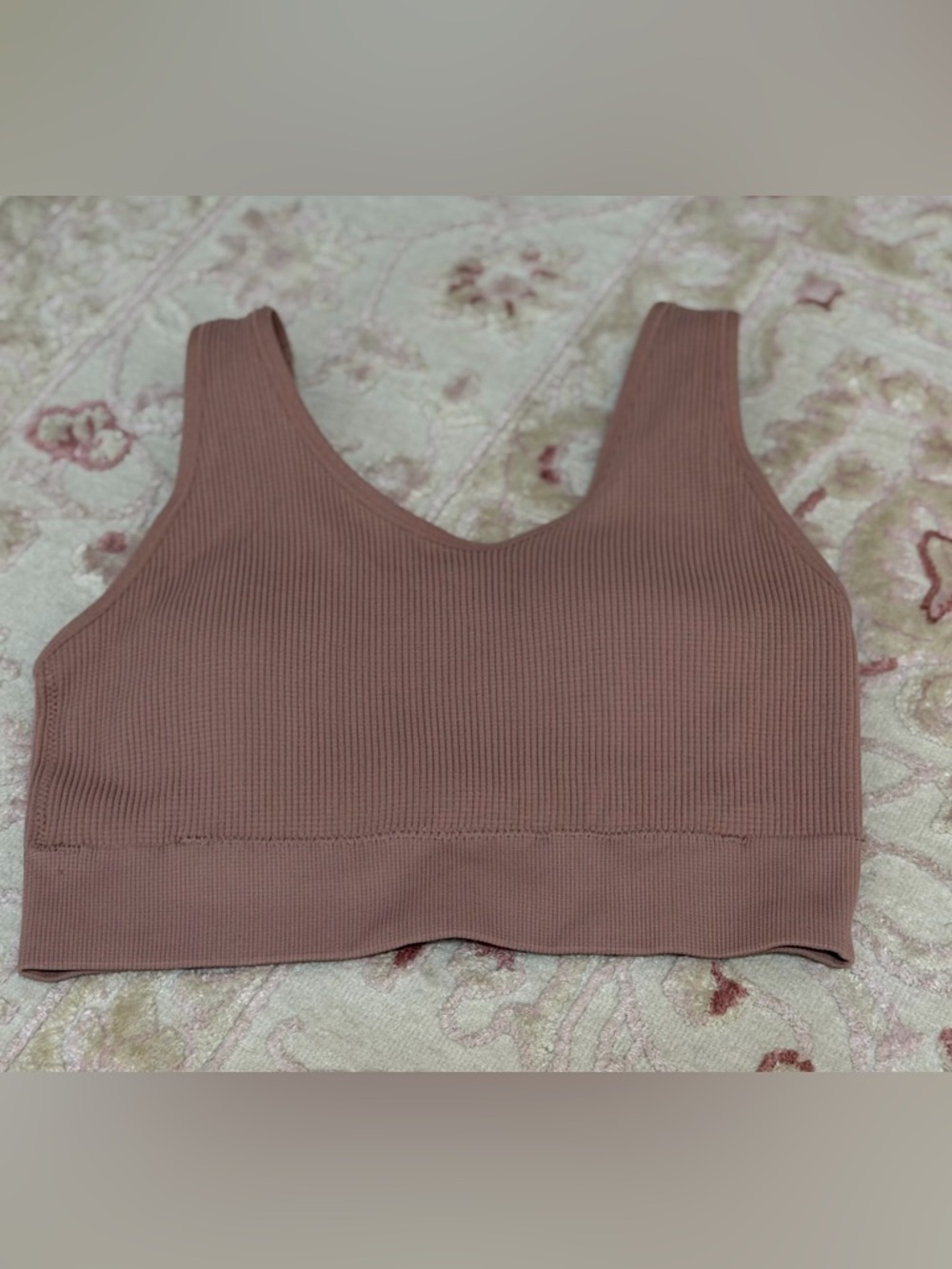 aerie Ribbed Scoop Bralette in Mauve Pink